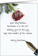 christmas letter on snow rose paper to Step Brother card
