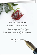 christmas letter on snow rose paper to Step Daughter card