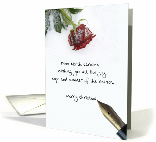 North Carolina christmas letter on snow rose paper card (882836)