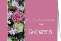Godparents Happy Valentine’s Day pink and white roses card