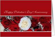 Happy Valentine’s Day Anniversary Red and White Roses card