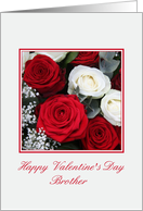 Brother Happy Valentine’s Day red and white roses card