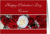Cousin Happy Valentine’s Day red and white roses card