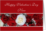 Niece Happy Valentine’s Day red and white roses card