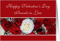 Parents in Law Happy Valentine’s Day red and white roses card