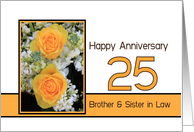 25th Anniversary for Brother & Sister in Law, yellow rose card