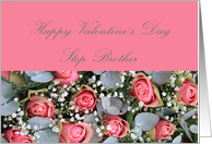 Step Brother Happy Valentine’s Day Eucalyptus/pink roses card