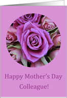 Mother’s Day card pink & purple Roses for Colleague card