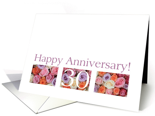 30th Wedding Anniversary Card pastel roses card (921992)