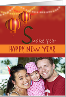 Photo Chinese Year of the Snake Card with Red, Orange Lanterns card