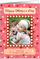 Mother’s day photo card with pink and red floral frame card