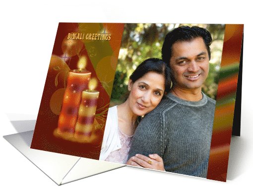 Photo Diwali Greetings with decorative colorful candles card (1095360)
