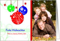 German Custom Photo Christmas greetings-ornaments on white card