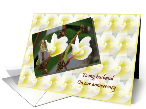 To husband on wedding anniversary - Two Flowers card (691361)