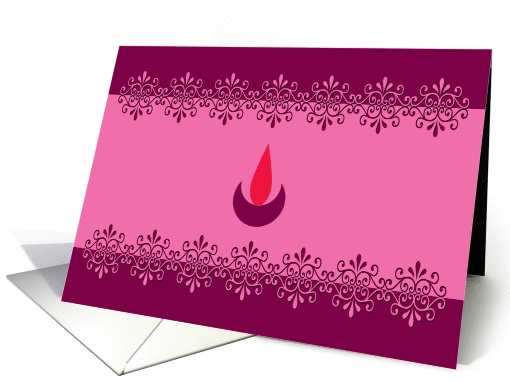 Diwali Greetings - Lamp - Pink and magenta card (798164)