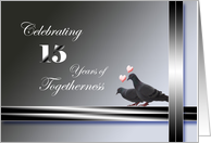 15th Wedding Anniversary Invitation-Pigeons card