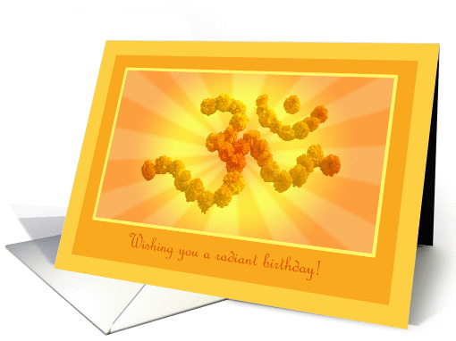 Yoga birthday greetings with Marigold flower Aum card (838973)