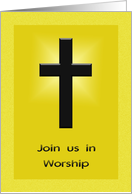 Church Invitation - Cross on golden background card