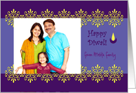 Happy Diwali photo card with purple background card