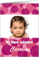 Girl adoption announcement custom card in pink and magenta card