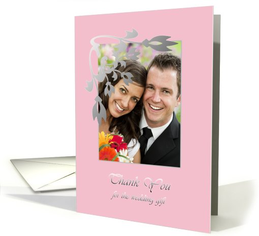Thank you for the wedding gift photo card in pink card (855995)