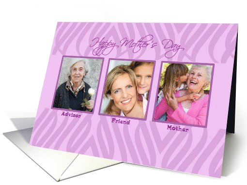Pink and purple pattern mother's day card with 3 photos card (900179)