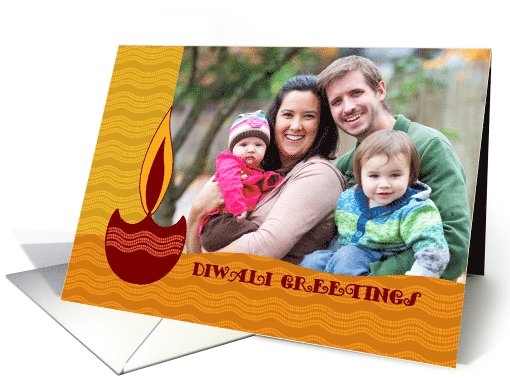 Diwali Greetings Photo Card with dotted waves pattern card (943225)