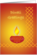 Diwali Greetings Golden and Red Lamp card