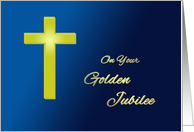 50 Years of religious life - Golden cross on blue card