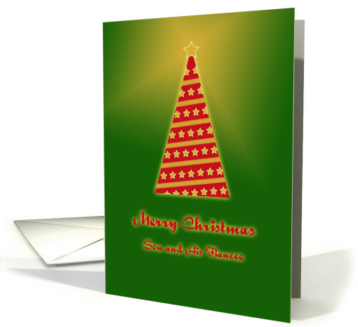 Christmas Greetings for Son and his Fiancee - Red Christmas tree card