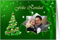 Spanish Christmas Greetings - Photo Card with Green Decorative Tree card
