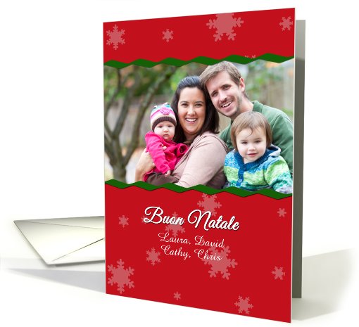 Italian Christmas card with custom photo and snowflakes card (981589)