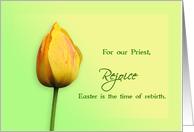 Easter greetings for Priest with yellow Tulip flower card
