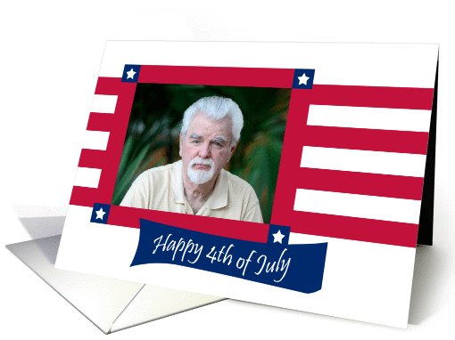 4th July Photo Card with Red Stripes and White Stars card (991539)