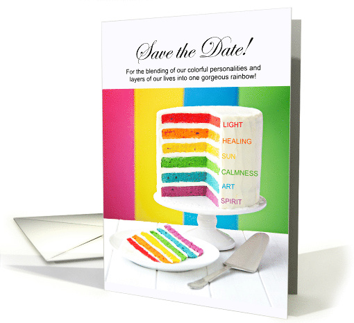 LGBT Save the Date Rainbow Wedding Cake card (1474232)