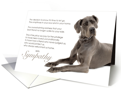 Great Dane Dog Pet Sympathy Euthanasia card (1512576)