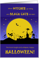 Halloween Black Cats in a Roof Purple and Yellow card