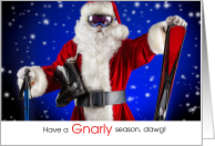 for Skier Holiday Season Funny Santa with Skis card