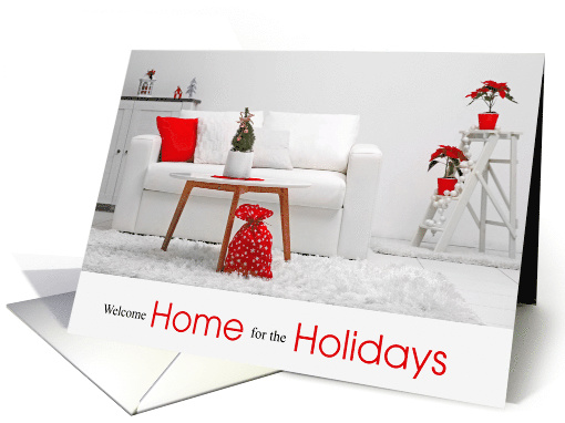 Home for the Holidays Real Estate Theme Red White Interior card