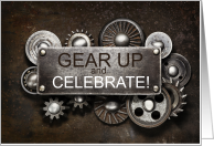 Steampunk Birthday Gear Up and Celebrate card