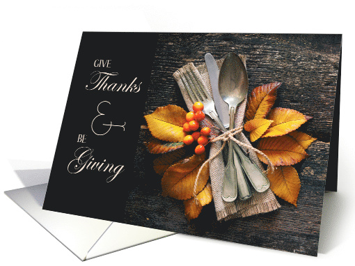 Give Thanks and Be Giving Autumn Leaves Rustic card (1578352)