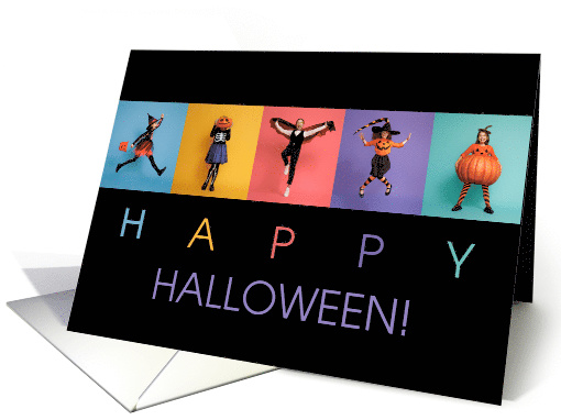 Colorful Halloween Kids in Costumes card (1586390)