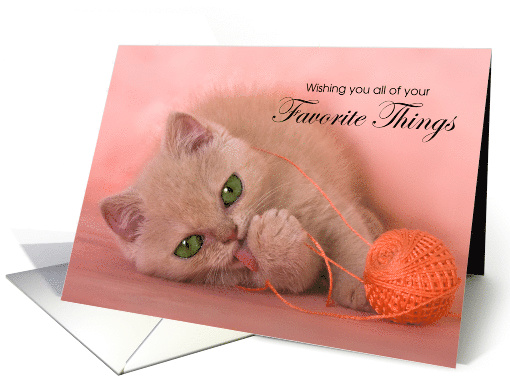 Birthday Cute Kitten with a Ball of Yarn card (1589600)