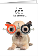 Optometrist Birthday Funny Dog in Refractor Glasses card