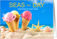 Seas the Day Birthday Beach and Ice Cream card