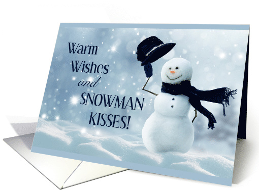 Warm Wishes and Snowman Kisses Winter Holiday card (1741110)