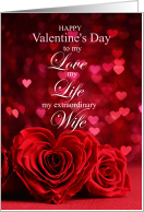 for Wife Valentine’s Day Red Roses and Hearts card