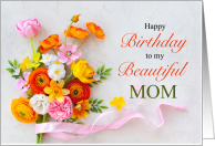 Mother’s Birthday Bold Bouquet in Orange Pink and Yellow card