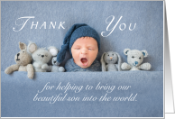 Thank You for Delivering our Son Blue Newborn card