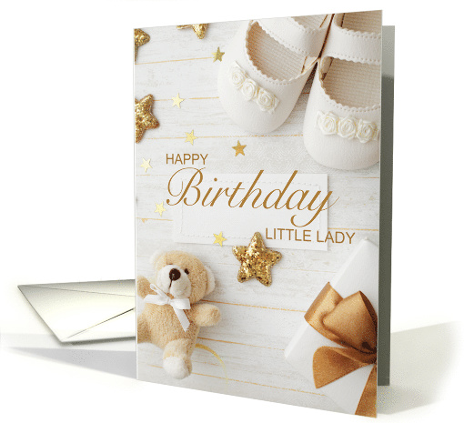 Little Girl's Birthday Golden Hues and White card (1803292)